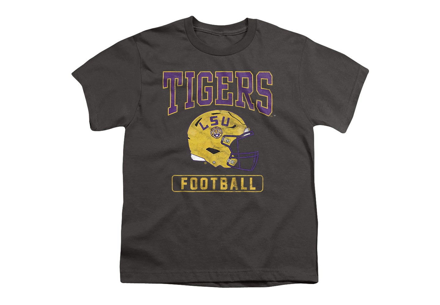Футболка LSU Tigers Lsu Football Helmet T-Shirt Charcoal для мальчиков, цвет: Угольный — фото 1
