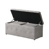 Syemin Ottomans and Benches 1 Piece Rectangular Storage Ottoman Fabric Linen with 2 Set Ottomans, End of Bed Bench, Beige, 39.37"*16.14"*16" - 2 of 4