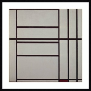 33" x 33" Composition No 1 by Piet Mondrian: Modern Giclee Print, Black Frame - Amanti Art - 1 of 4