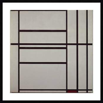 33" x 33" Composition No 1 with Gray and Red by Piet Mondrian Wood Framed Wall Art Print - Amanti Art