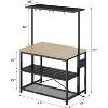 47 Inch Kitchen Island with Power Outlet 3 Tier Storage Baker Rack Microwave Stand Oven Shelf 5 Hooks Natural Oak Finish - 2 of 4