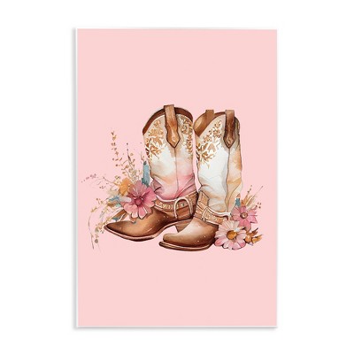 Stupell Industries Floral Pink Cowgirl Boots, 13" x 19"