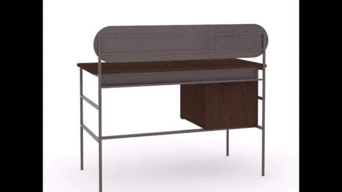 Radial Single Computer Desk Umber Wood - Sauder: Modern Home Office, File Drawer, Metal Frame & Laminate Surface, 2 of 8, play video