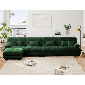 TiramisuBest Modular L-Shaped Sectional Sofa, 4-Seater Cloud Couch with Convertible Ottoman, Free Combination Chenille Sofa for Living Room, White - 1 of 4