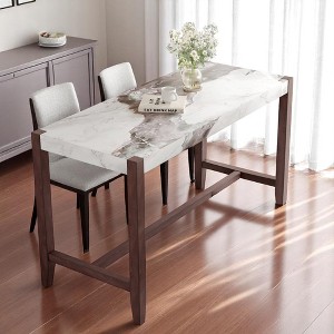 Mshliw Counter Height Bar Dining Table, 47.5" Faux Marble Rectangular Table with Rubberwood Legs, Sofa Table, Tall Kitchen Table (only table) - 1 of 4