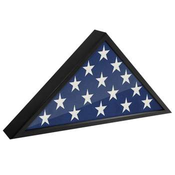 Americanflat Memorial Flag Case Frame in Black MDF with Polished Plexiglass 13 x 26.75" Fits Folded Flag of 5" x 9.5"