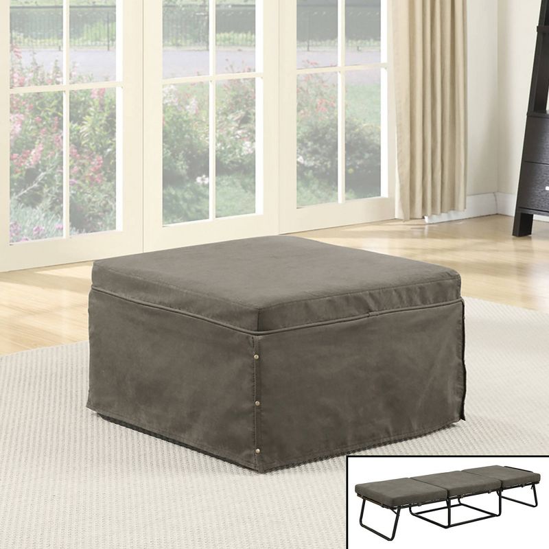 Breighton Home Designs4Comfort Folding Bed Ottoman Taupe Microfiber, 2 of 12