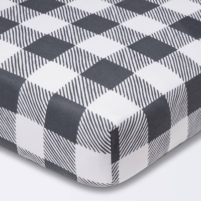 Fitted Crib Sheet Gingham - Cloud Island™ - Gray/White