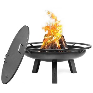 Good Directions Porto 32" Outdoor Fire Pit with Cover Lid Black - 1 of 4
