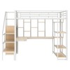 YOOCOZZ Full Size Metal Loft Bed with Built-in Desk, Shelves, Storage Stairs and Wardrobe - 2 of 4
