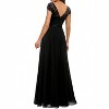 Clotth Women's Lace Evening Dress - Short Sleeve V Neck Dress, High Waist A Line Dress, Elegant Backless Gown - 2 of 4