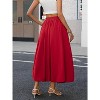 Women's Y2K Bubble Hem Maxi Skirt - Puffy A-Line Long Skirt with Pockets & Elastic Waist Rose Red - 3 of 4