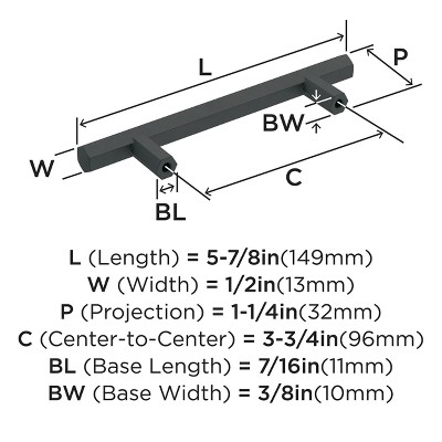Matte Black Steel Cabinet Drawer Pull with Mounting Hardware