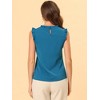 INSPIRE CHIC Women's Ruffled Curved Hem Business Office Vintage Sleeveless Blouse - 4 of 4
