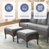 POCASSY Outdoor Ottomans Set of 2 with Cushion, Brown Wicker Patio Footrest with All Weather Wicker Rattan - 2 of 4