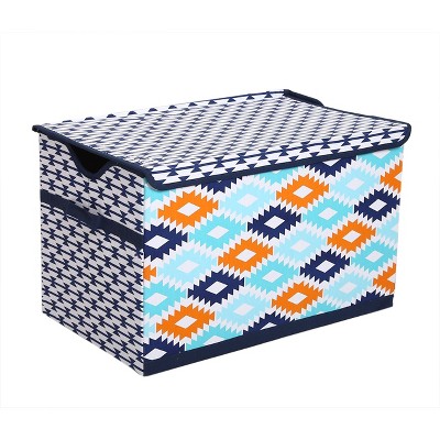 Bacati - Liam Aztec Design Aqua/Orange/Navy Storage Toy Chest