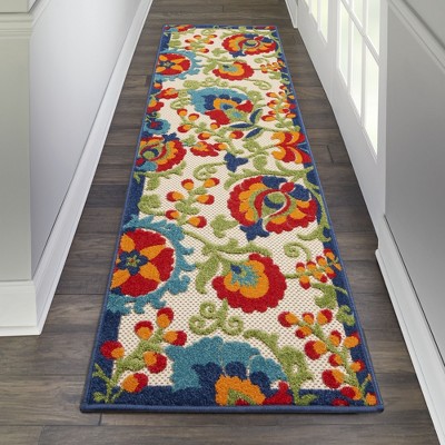Multicolor Floral Synthetic Runner Rug, 2' x 6'