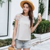 Anna-Kaci Women's Lace Raglan Sleeve Light Short Sleeve Blouse for Casual Looks - 2 of 4