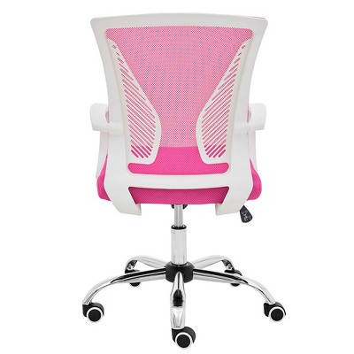 Zuna White and Pink Mesh Mid-Back Swivel Task Chair