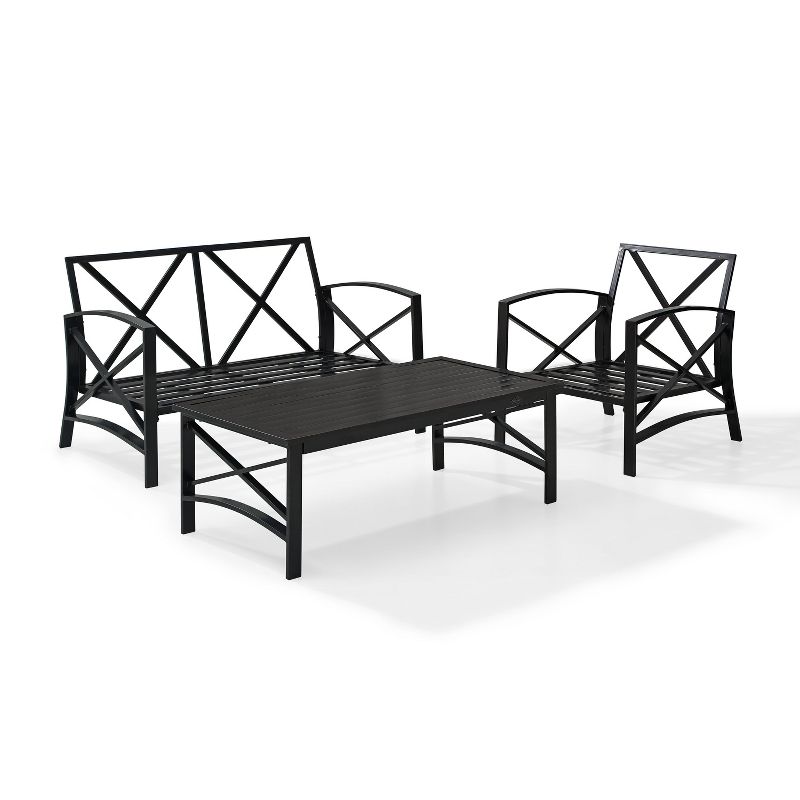Crosley 3pc Kaplan Steel Outdoor Seating Furniture Set with Loveseat, Chair & Coffee Table, 5 of 9