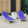 LeisureMod Marlin Patio Lounge Chairs with Arms and Fire Pit Side Table - White Trim, Set of 2 - 2 of 4