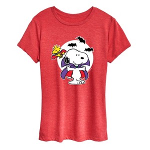 Women's - Peanuts - Snoopy Woodstock Vampire Short Sleeve Graphic T-Shirt - 1 of 4
