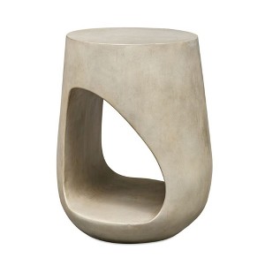Uttermost Lithos Outdoor Accent Table-Warm Gray Concrete with Functional Cutout Detail - 1 of 4