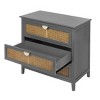Okak Rustic 3-Drawer Bedroom Dressers with Natural Rattan,Chest of Drawers for Bedroom,Entryway Study,Wooden Dresser Chest, Gray - 3 of 4