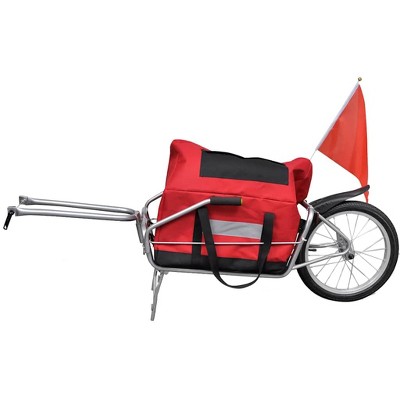 Red Polyester One-Wheel Bike Cargo Trailer with Storage Bag