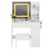 Vanity Table and Stool with Mirror, Dressing Table Set with Charging Station, Drawers, Shelves, Cabinet, Modern Makeup Vanity Desk for Bedroom - 4 of 4