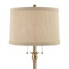 360 Lighting Dyna 58" Antique Brass and Natural Linen Shade Floor Lamp - 2 of 4