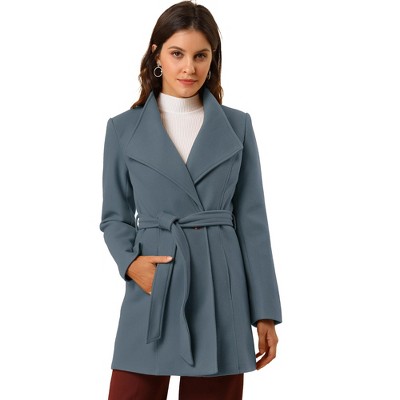 INSPIRE CHIC Women's Classic Stand Collar Long Sleeve Winter Belted Long Coat