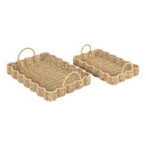 Household Essentials Woven Scalloped Trays, Set of 2 - 1 of 4