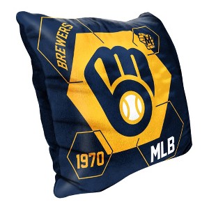 MLB Milwaukee Brewers Firm Density Connector Velvet Reverse Pillow - 1 of 3