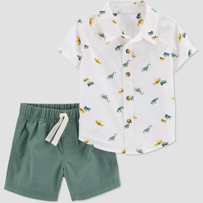 Carter's Just One You® Baby Boys' Dino Top & Shorts Set - Olive Newborn