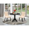 3-Piece Black Finish Solid Wood Top-Round Upholstered Dining Room Set -Seats 4 - 2 of 4