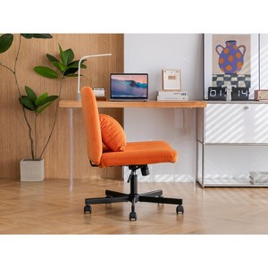 CAVINAS Linen Criss Cross Chair with Memory Foam Seat,Armless Office Chair with Adjustable Height,Swivel Desk Chair for Home Office and Study - 1 of 4