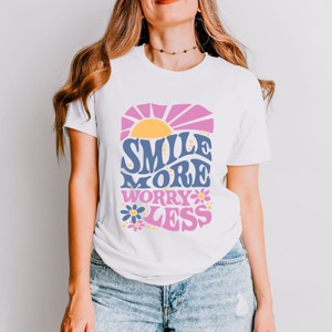 Simply Sage Market Smile More Worry Less Sunshine Short Sleeve Tee - 1 of 4