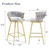 25" Swivel Counter Stools Set of 2 with Cotton Linen Cushions and Metal Frame for Kitchen Island-3irtyhousy - 4 of 4
