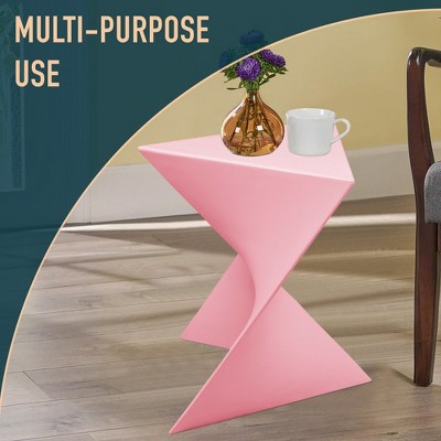 Pink Triangular Modern Plastic Side Tables Set of 4