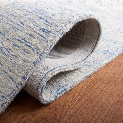 Handmade Blue Floral Tufted Wool Area Rug