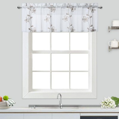 Floral Embroidered Voile Sheer Short Kitchen Curtains For Small Windows   GUEST Ef2f7212 1626 4c50 A4f9 Cb8719704d9e