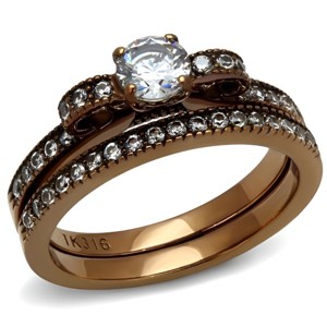 Slickblue Stainless Steel Women’s Ring, IP Coffee Light Finish with Clear CZ, Size 5–10 - 1 of 4