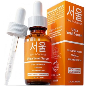 Seoul Ceuticals Korean Skin Care Snail Mucin Serum - Korean Beauty Skincare Night Serum Hyaluronic Acid for Face - Contains 97.5% K Beauty Snail, 1oz - 1 of 4