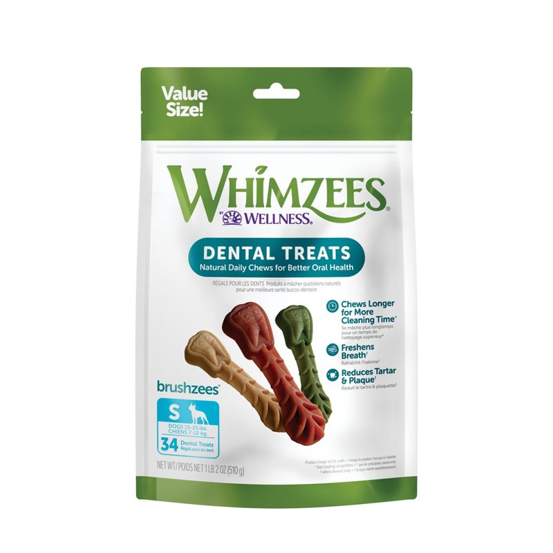 WHIMZEES by Wellness Brushzees Small Dental in Vegetable Flavor Dog Treats, 1 of 9