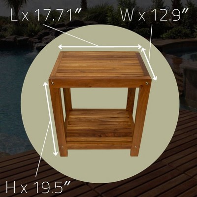 Nordic Teak 18" Natural Shower and Bath Spa Bench with Shelf