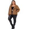 Agnes Orinda Women's Plus Size Faux Suede Lapel Collar Long Sleeve Zipper Moto Jacket - 3 of 4