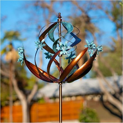 Cyan Oasis Yard Garden Wind Spinners - Large Outdoor Wind Spinners with Metal Stake Globe Flower(26" W x 86" H)