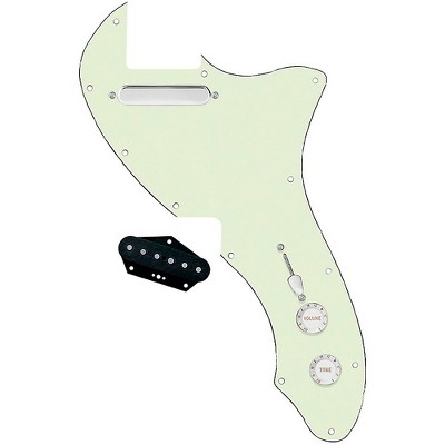 920d Custom 72 Thinline Tele Single Coil Loaded Pickguard With Texas Grit Pickups and Black Knobs Mint Green