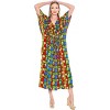 LA LEELA Women's House Daily Routine Evening Wear Holiday Casual Loungewear Loose Caftan Slit Dress Maxi House Sleep Shirt for Women 2X-3X Red, Floral - 4 of 4